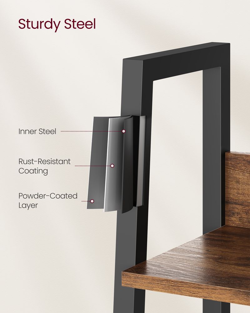 Slim Four Tier Ladder Shelf | Narrow Metal Frame Bookshelf