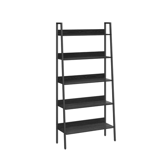 Slim Four Tier Ladder Shelf | Narrow Metal Frame Bookshelf