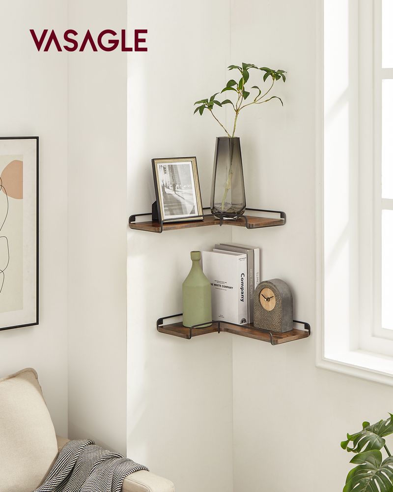 Corner Floating Shelves | Set of 2 Wall-Mounted Storage