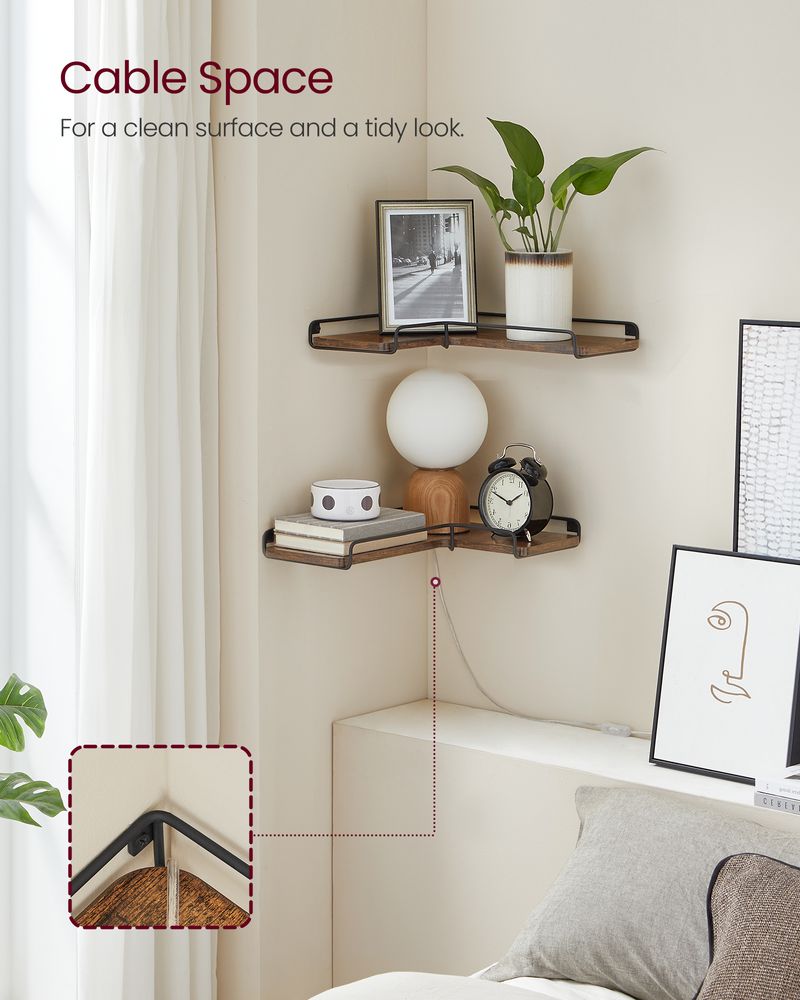 Corner Floating Shelves | Set of 2 Wall-Mounted Storage