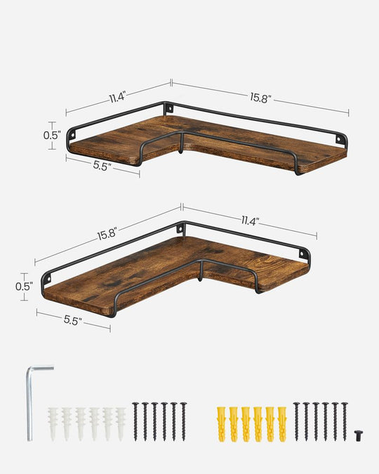 Corner Floating Shelves | Set of 2 Wall-Mounted Storage