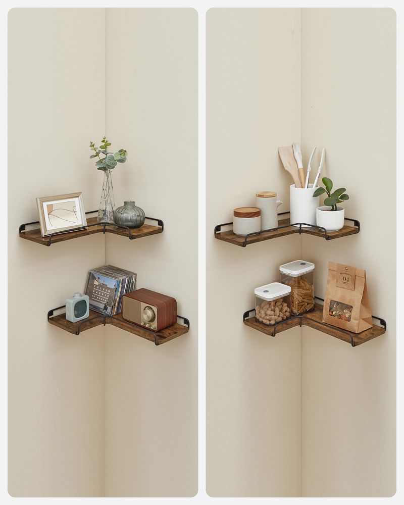 Corner Floating Shelves | Set of 2 Wall-Mounted Storage