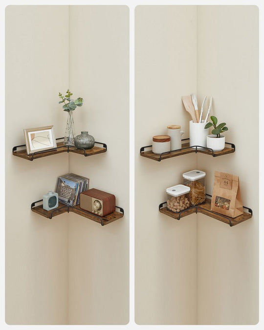 Corner Floating Shelves | Set of 2 Wall-Mounted Storage