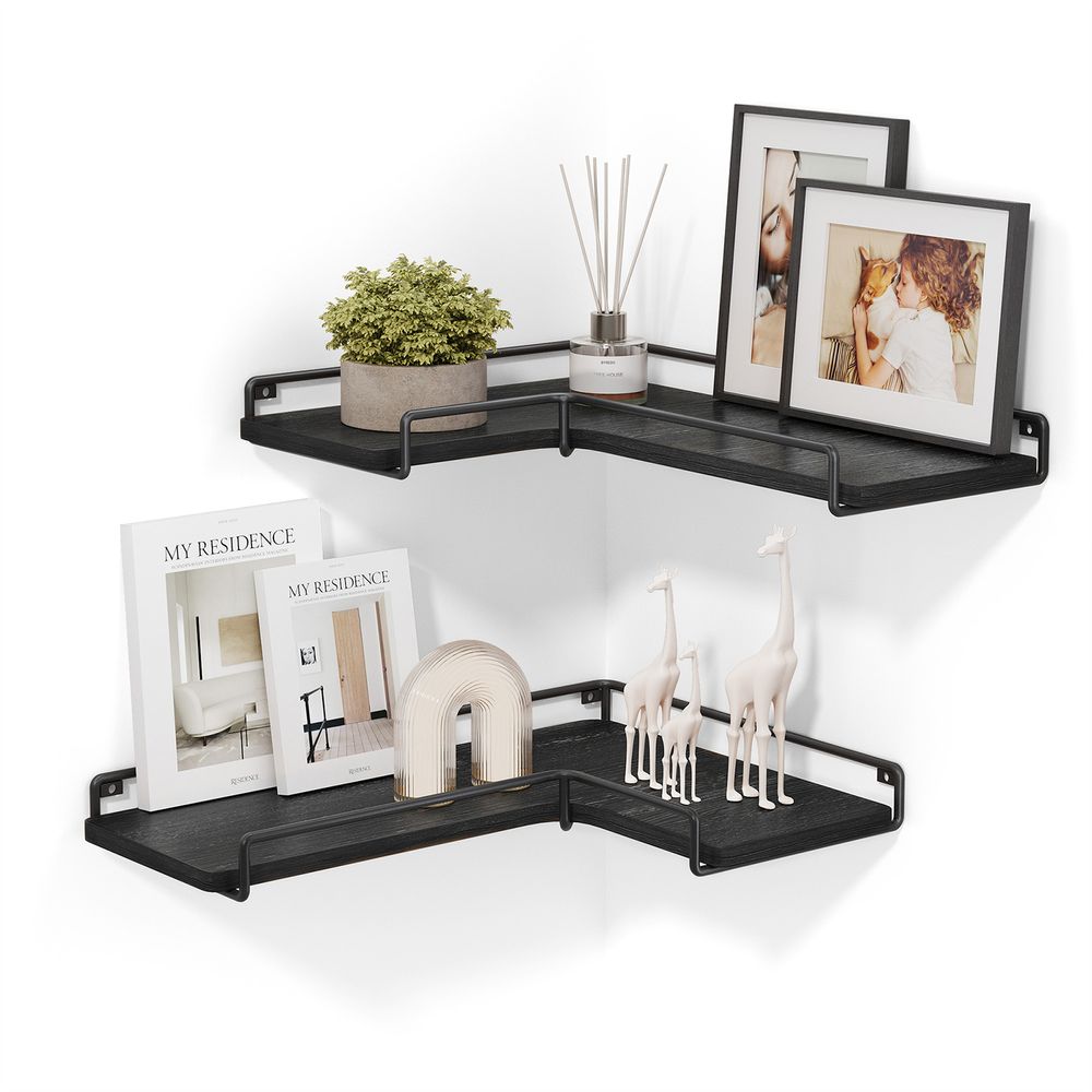 Corner Floating Shelves | Set of 2 Wall-Mounted Storage