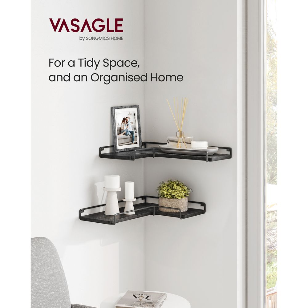 Corner Floating Shelves | Set of 2 Wall-Mounted Storage