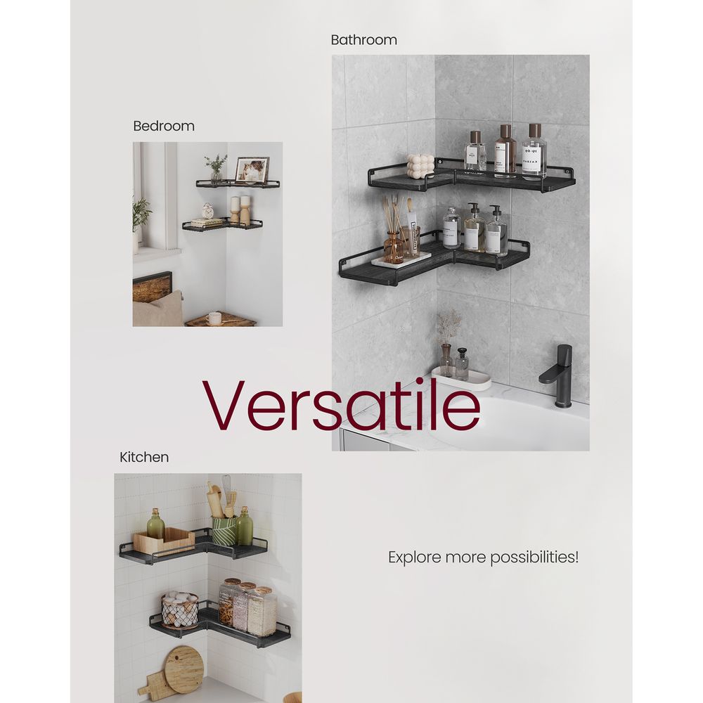 Corner Floating Shelves | Set of 2 Wall-Mounted Storage
