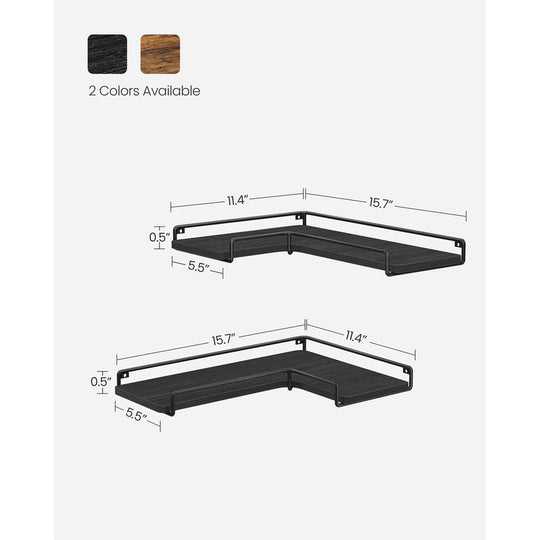 Corner Floating Shelves | Set of 2 Wall-Mounted Storage