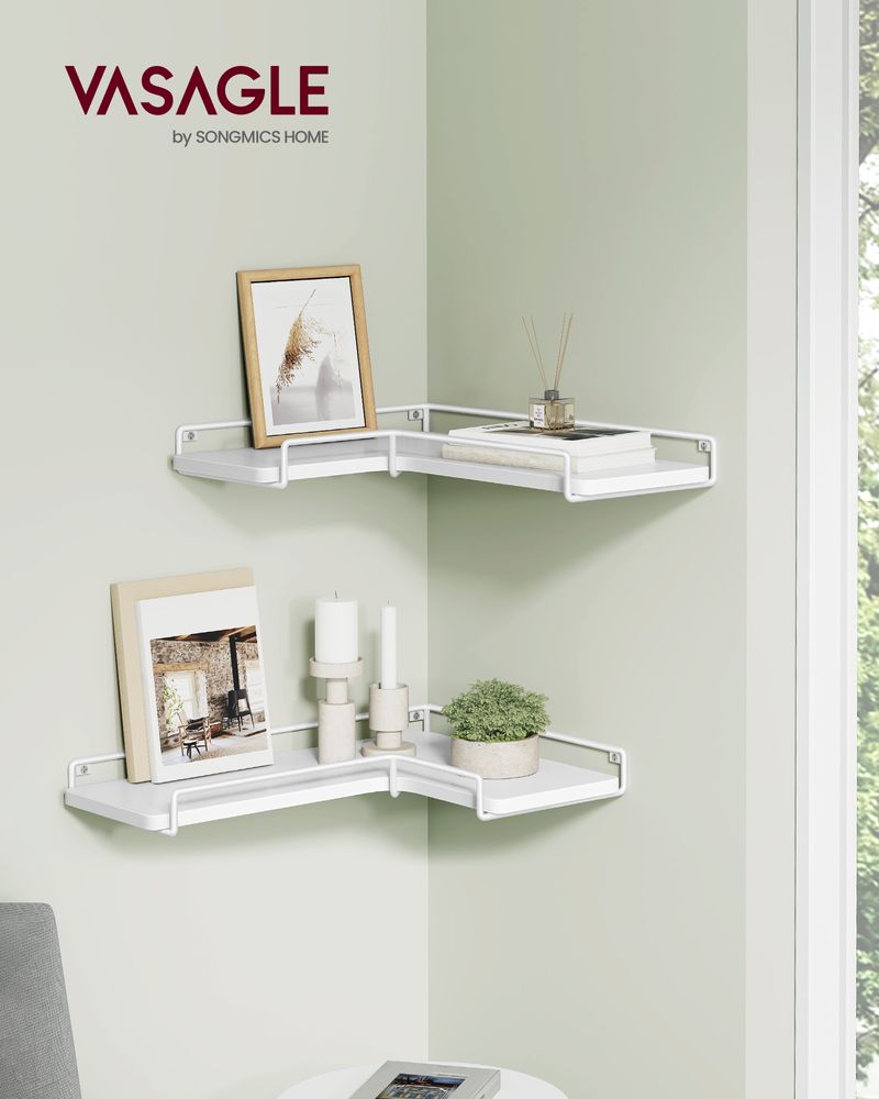 Corner Floating Shelves | Set of 2 Wall-Mounted Storage
