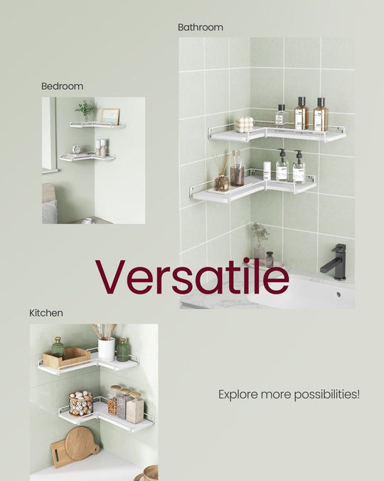 Corner Floating Shelves | Set of 2 Wall-Mounted Storage