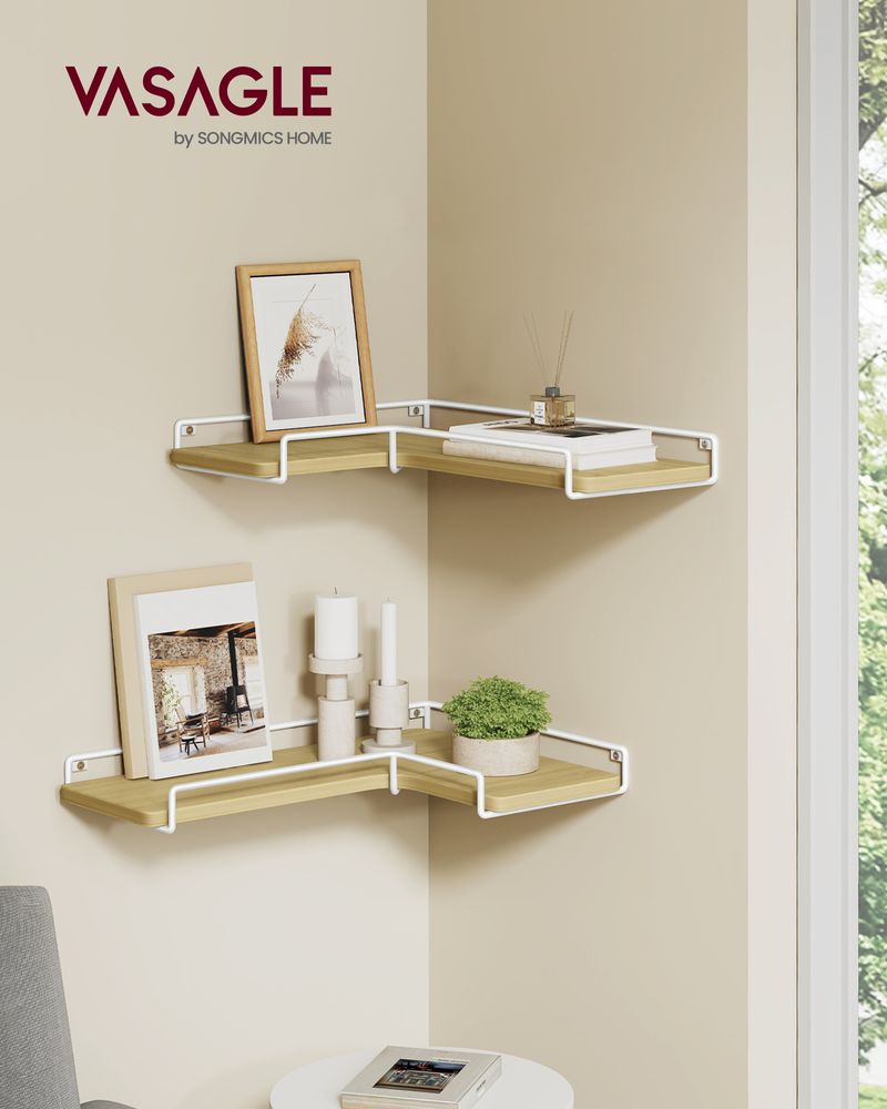 Corner Floating Shelves | Set of 2 Wall-Mounted Storage