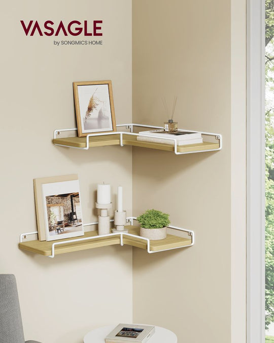 Corner Floating Shelves | Set of 2 Wall-Mounted Storage