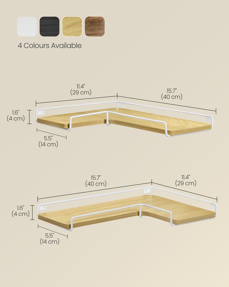 Corner Floating Shelves | Set of 2 Wall-Mounted Storage