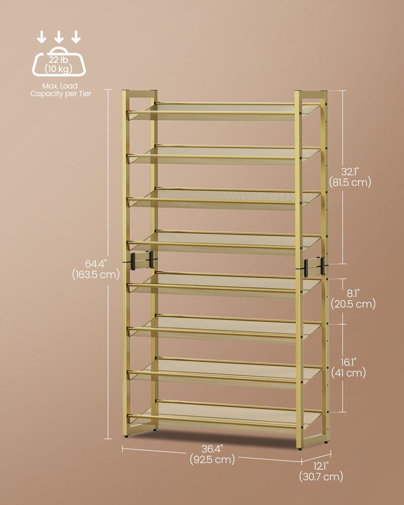 Eight Tier Shoe Rack | Metal Organizer For Large Collections