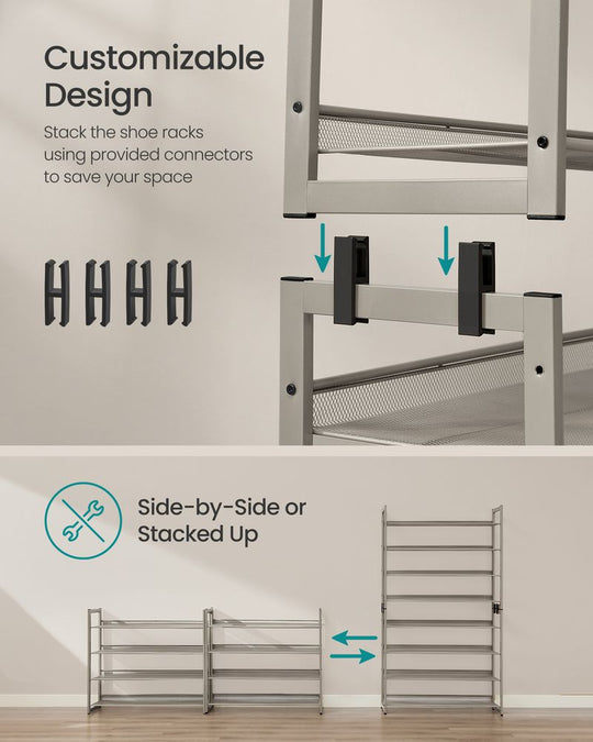 Eight Tier Shoe Rack | Metal Organizer For Large Collections