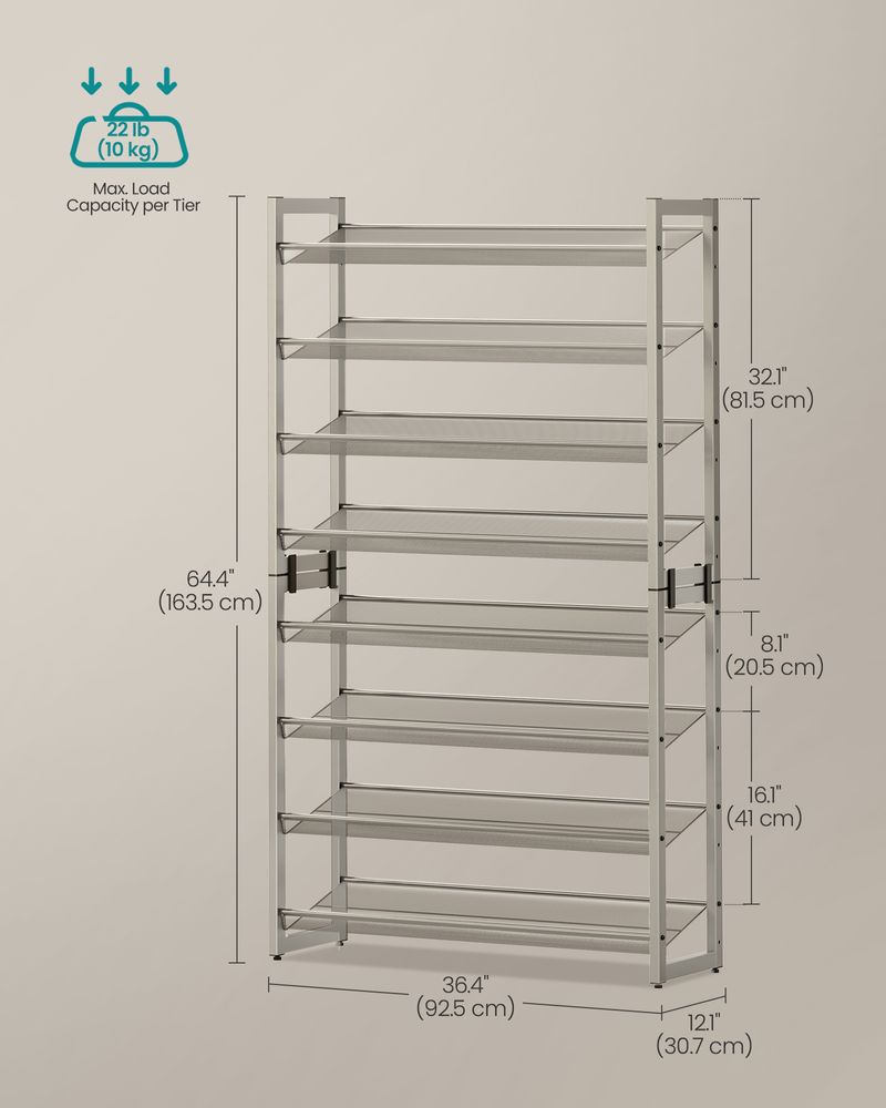 Eight Tier Shoe Rack | Metal Organizer For Large Collections