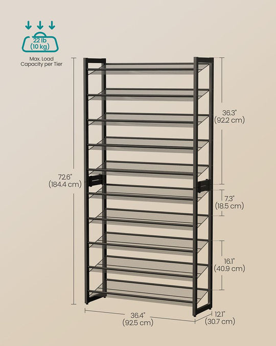 Eight Tier Shoe Rack | Metal Organizer For Large Collections