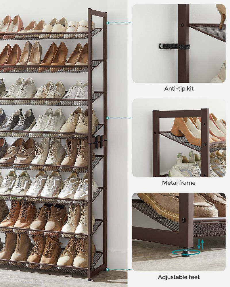 Eight Tier Shoe Rack | Metal Organizer For Large Collections