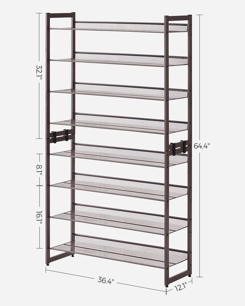 Eight Tier Shoe Rack | Metal Organizer For Large Collections