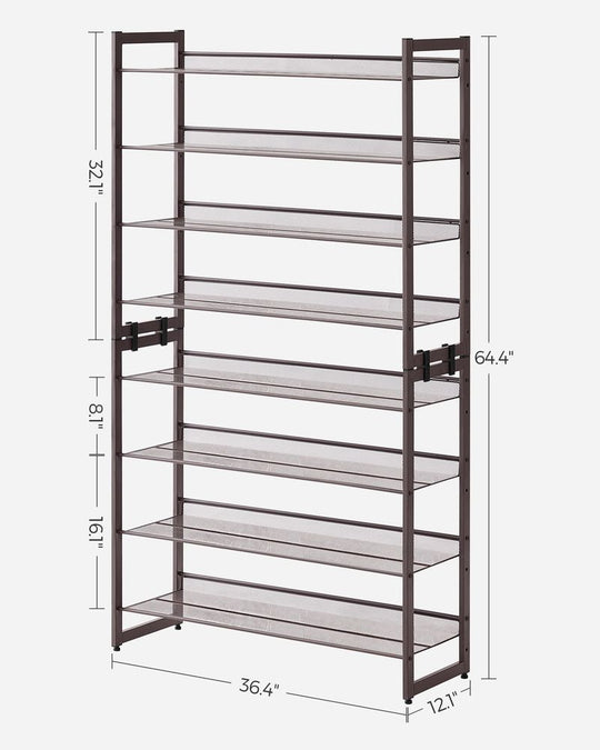 Eight Tier Shoe Rack | Metal Organizer For Large Collections