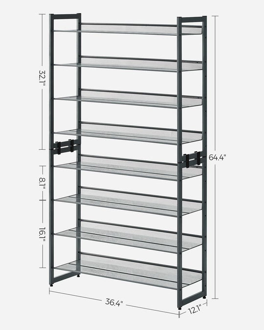Eight Tier Shoe Rack | Metal Organizer For Large Collections