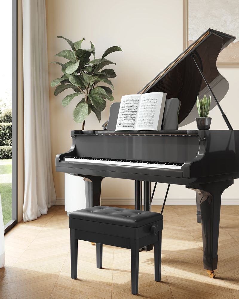 Adjustable Piano Bench | Padded Seat With Sheet Music Storage