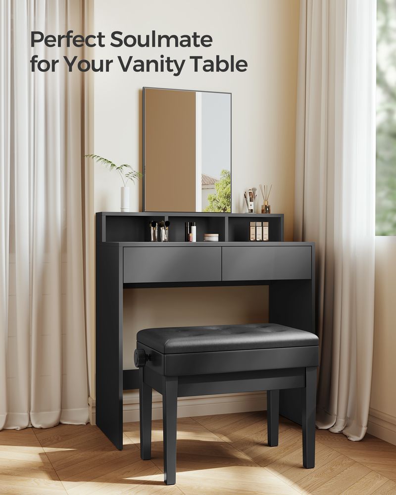 Adjustable Piano Bench | Padded Seat With Sheet Music Storage