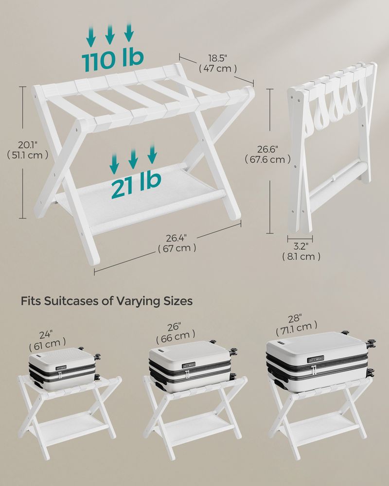 Folding Luggage Rack | Suitcase Stand With Lower Shelf
