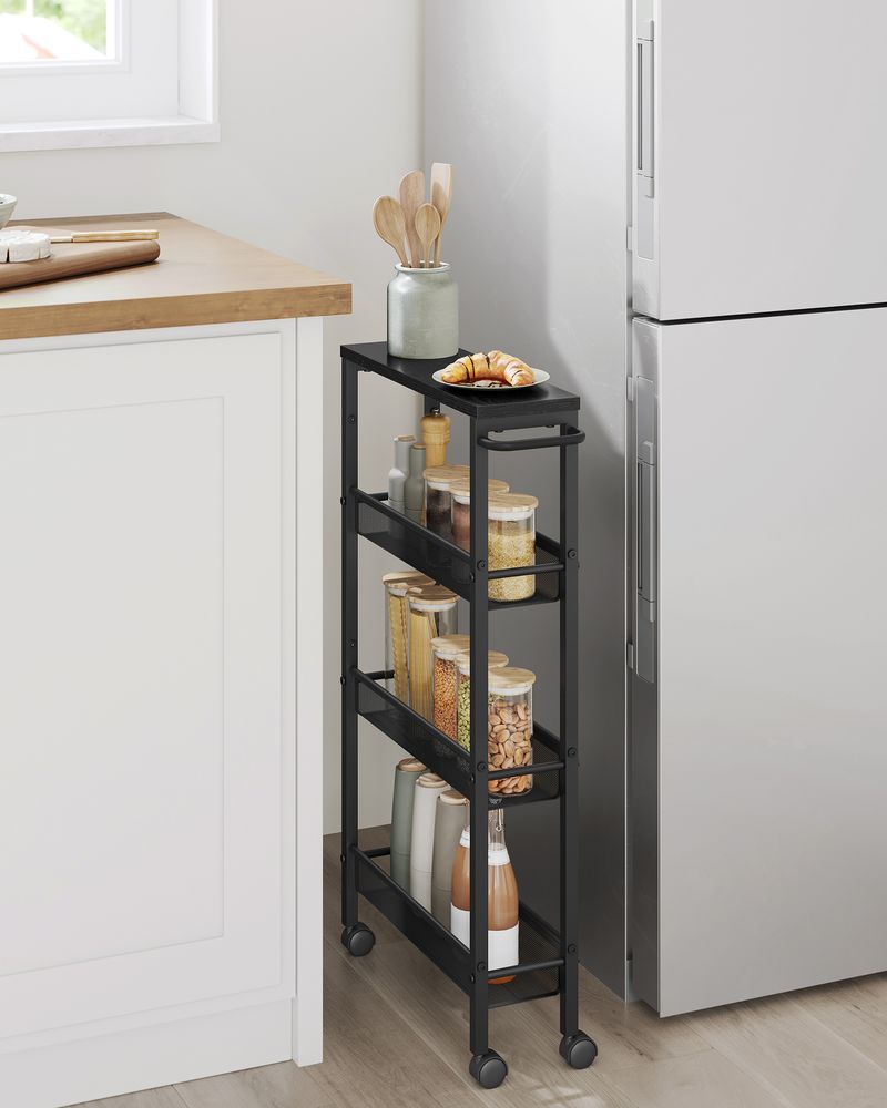 Slim Rolling Storage Cart | Multi-Tier Wheeled Shelving
