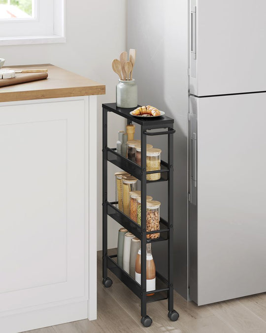 Slim Rolling Storage Cart | Multi-Tier Wheeled Shelving