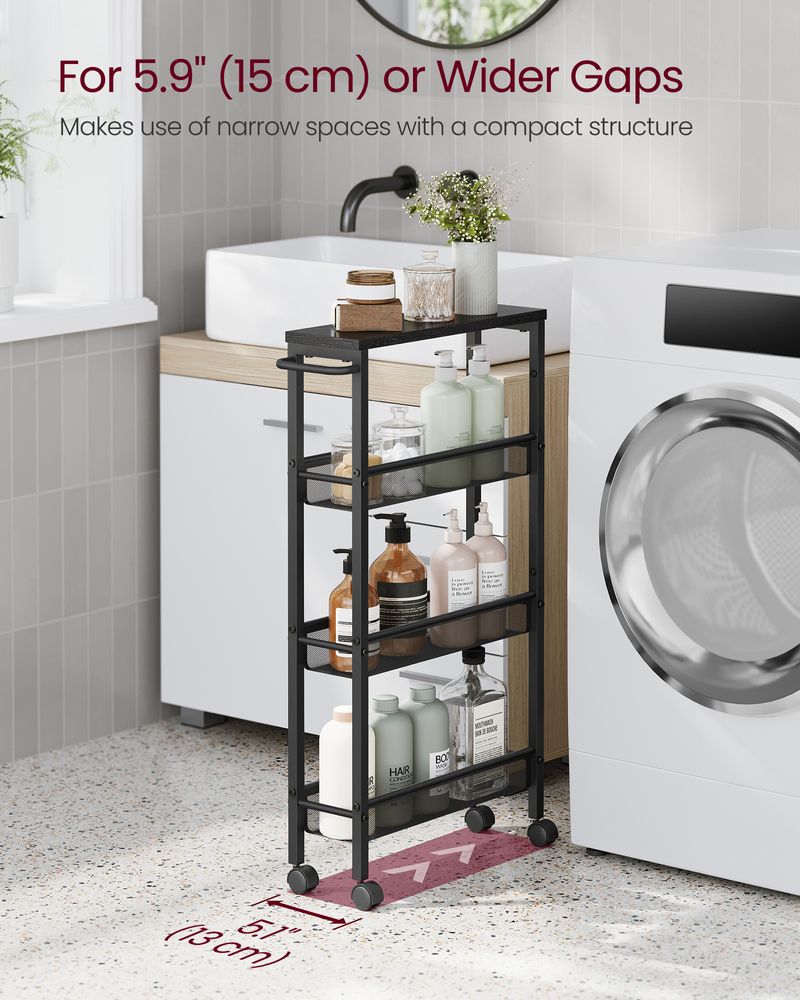 Slim Rolling Storage Cart | Multi-Tier Wheeled Shelving