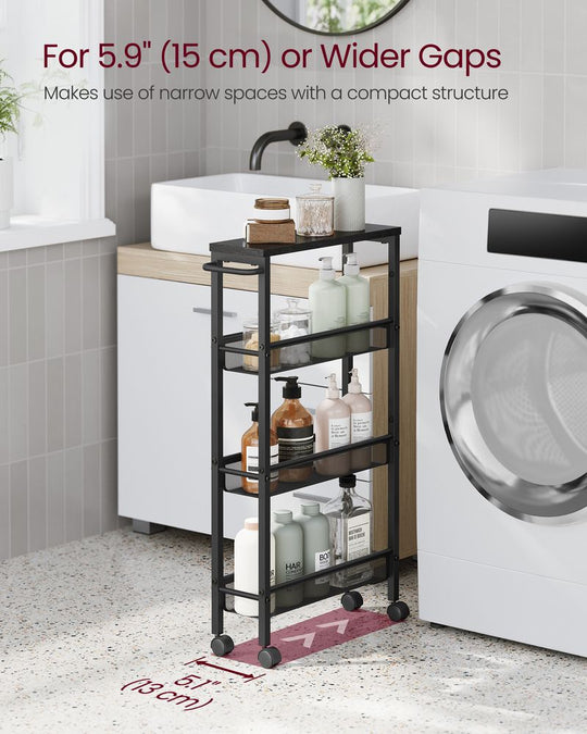 Slim Rolling Storage Cart | Multi-Tier Wheeled Shelving