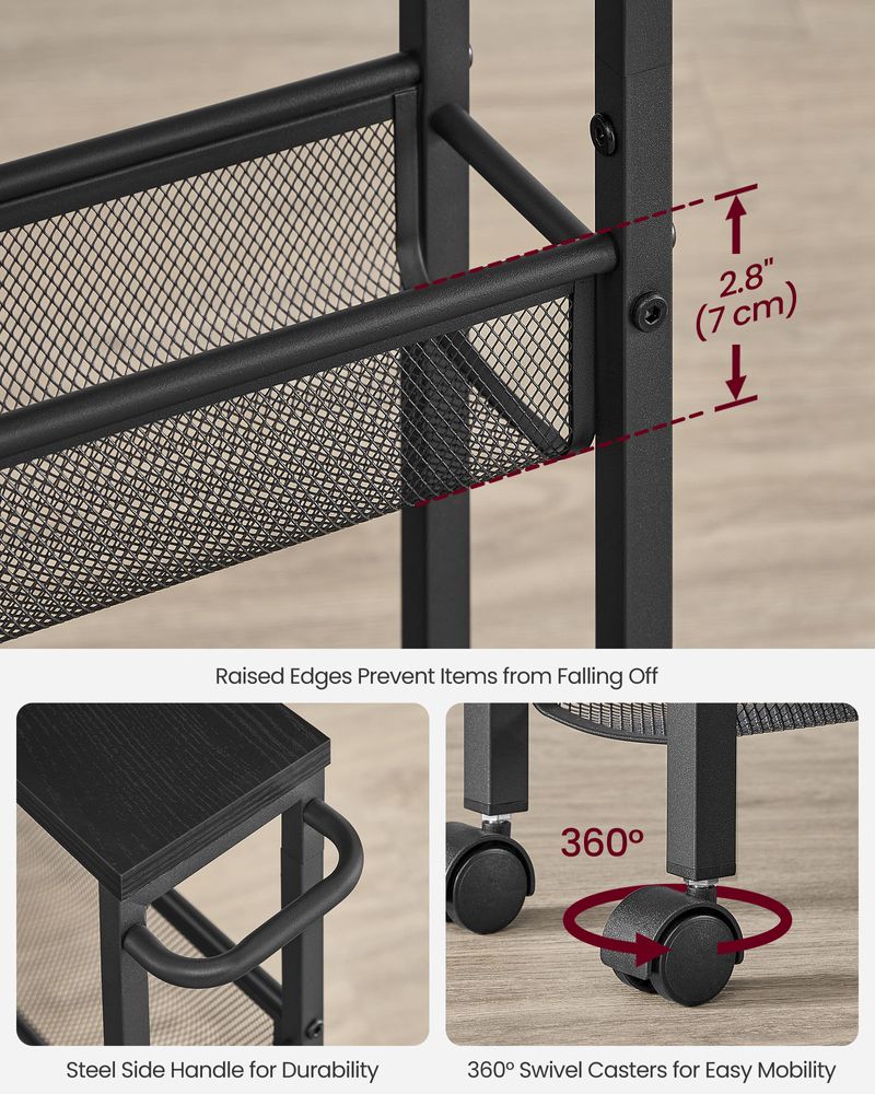 Slim Rolling Storage Cart | Multi-Tier Wheeled Shelving