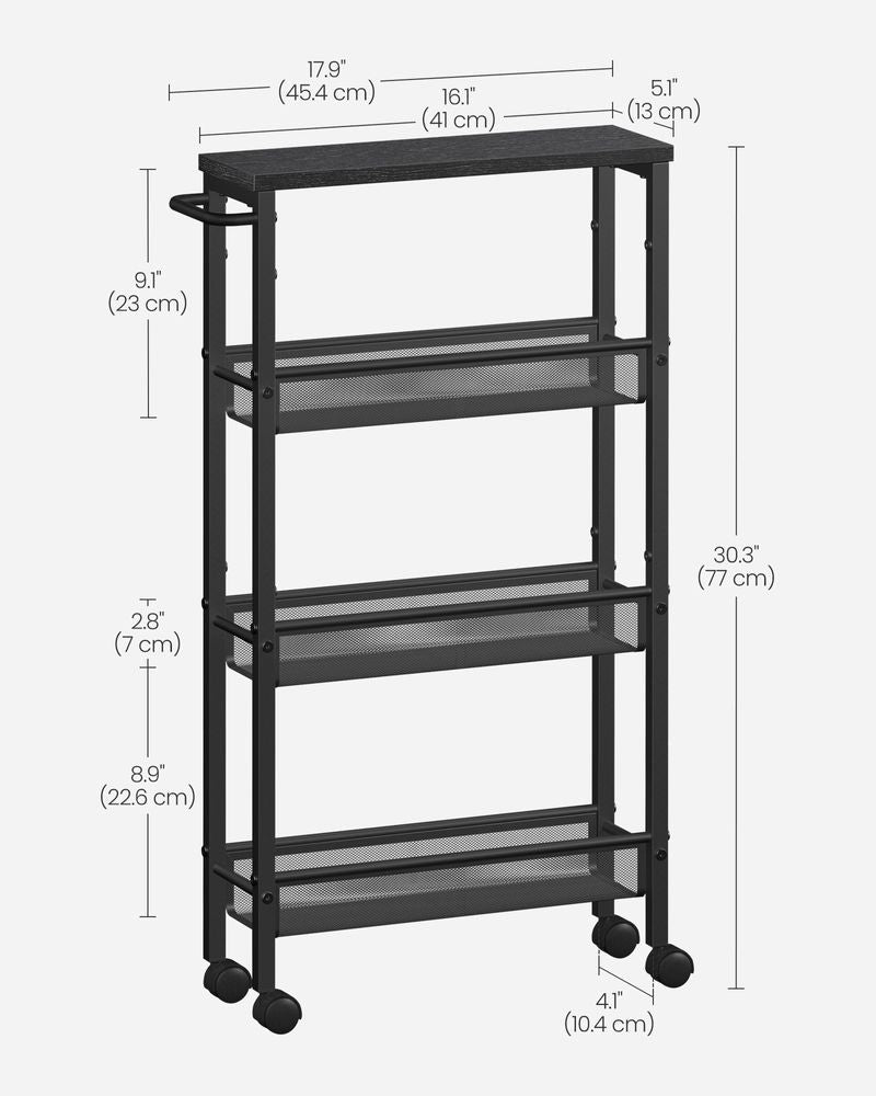 Slim Rolling Storage Cart | Multi-Tier Wheeled Shelving