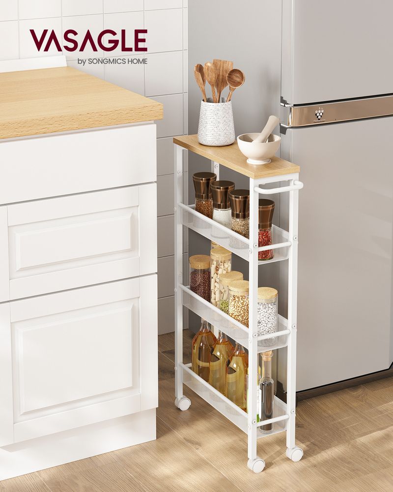 Slim Rolling Storage Cart | Multi-Tier Wheeled Shelving