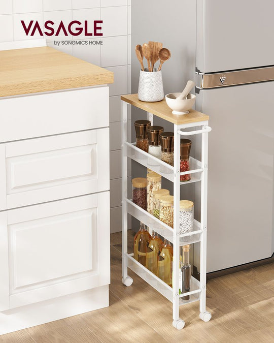 Slim Rolling Storage Cart | Multi-Tier Wheeled Shelving