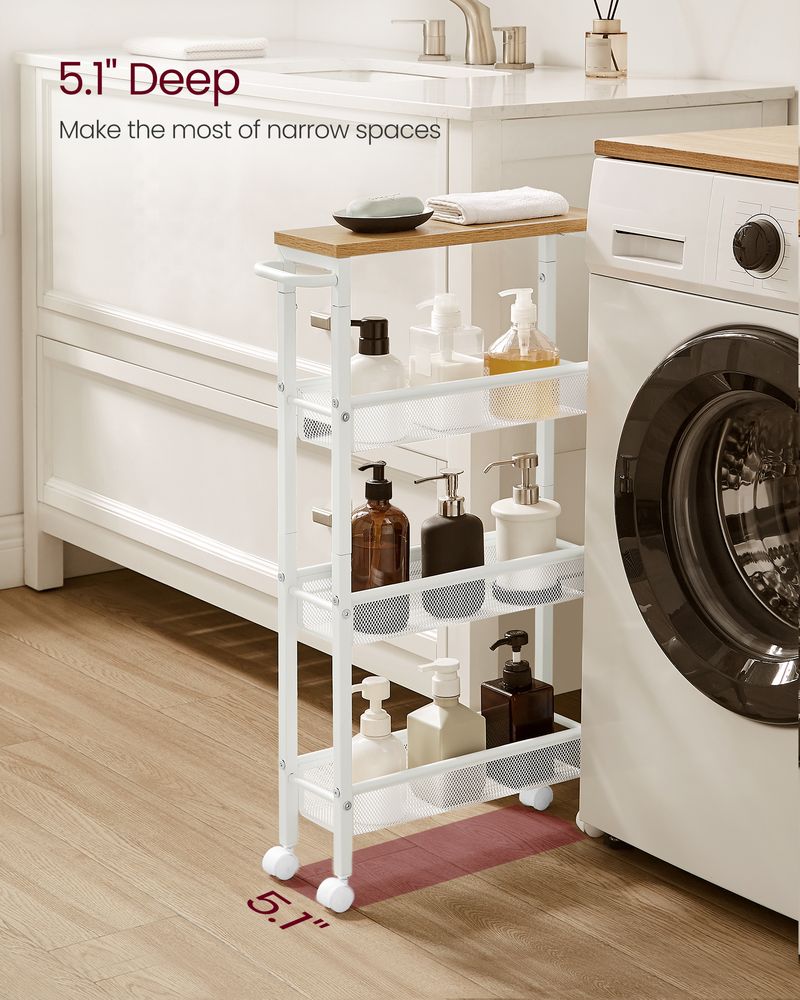 Slim Rolling Storage Cart | Multi-Tier Wheeled Shelving