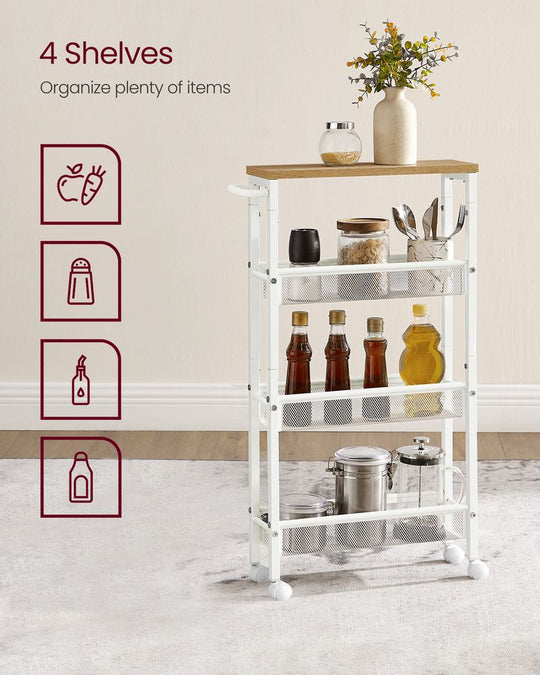 Slim Rolling Storage Cart | Multi-Tier Wheeled Shelving