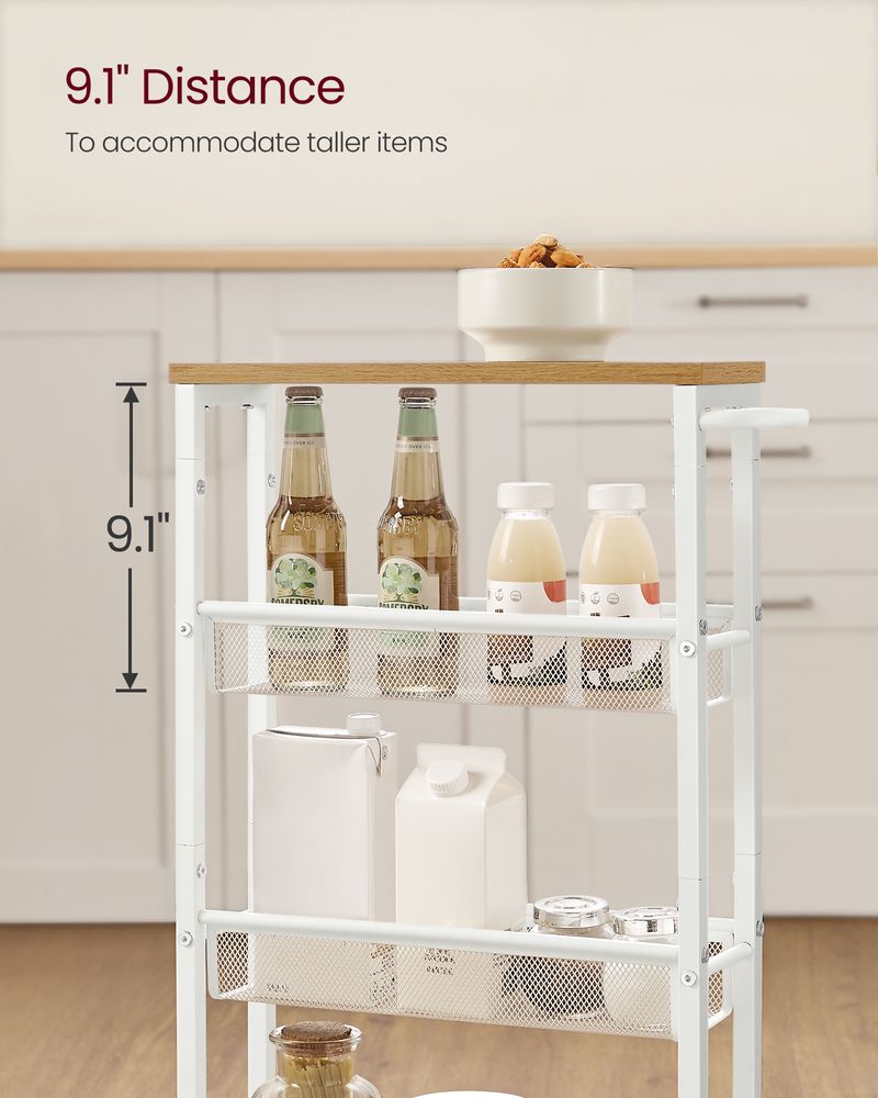 Slim Rolling Storage Cart | Multi-Tier Wheeled Shelving