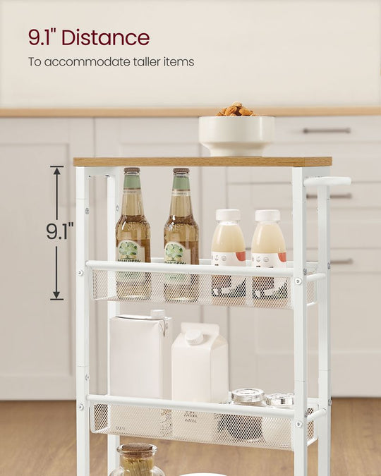 Slim Rolling Storage Cart | Multi-Tier Wheeled Shelving