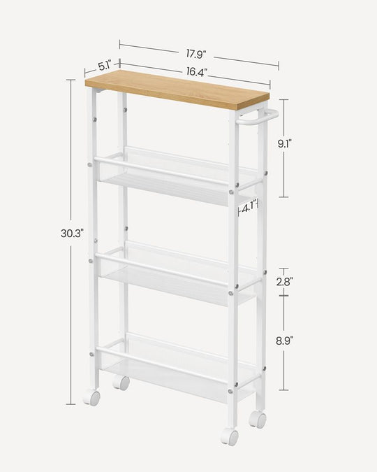 Slim Rolling Storage Cart | Multi-Tier Wheeled Shelving