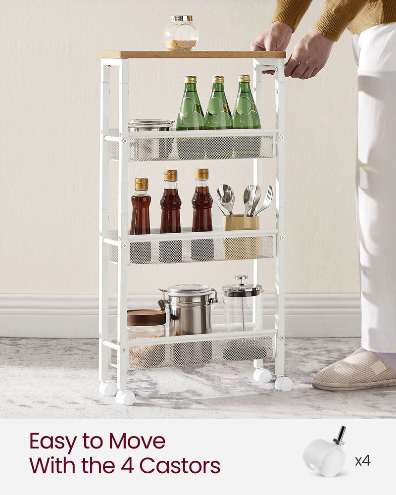 Slim Rolling Storage Cart | Multi-Tier Wheeled Shelving