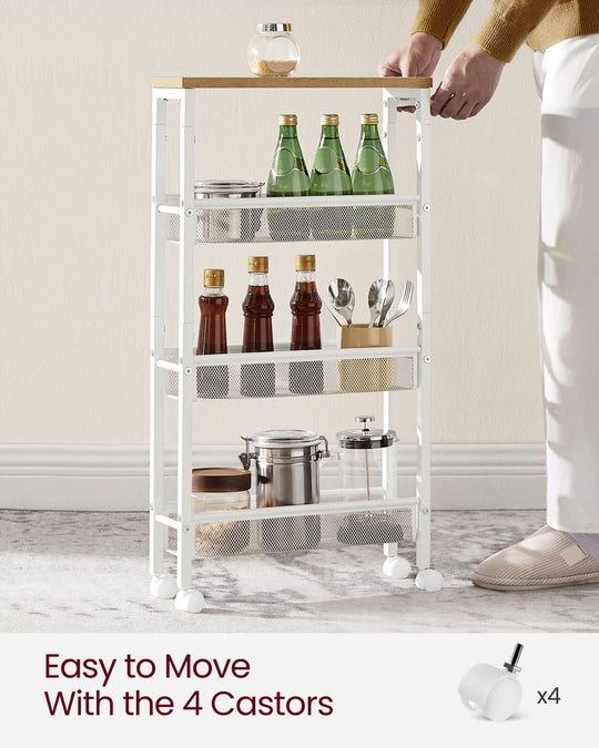 Slim Rolling Storage Cart | Multi-Tier Wheeled Shelving