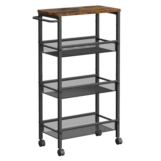 Slim Rolling Storage Cart | Multi-Tier Wheeled Shelving