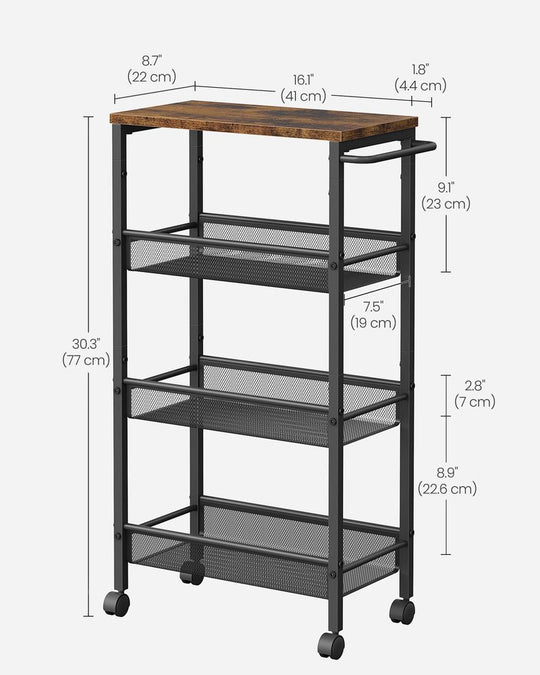 Slim Rolling Storage Cart | Multi-Tier Wheeled Shelving