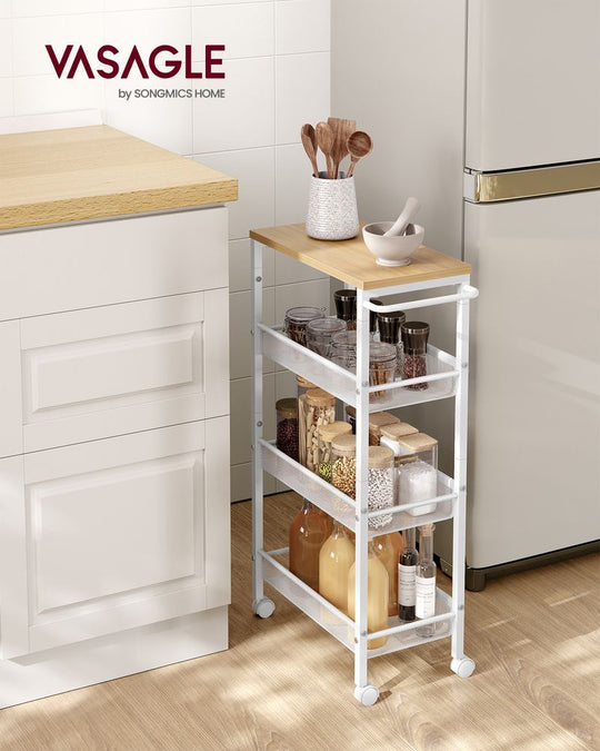 Slim Rolling Storage Cart | Multi-Tier Wheeled Shelving