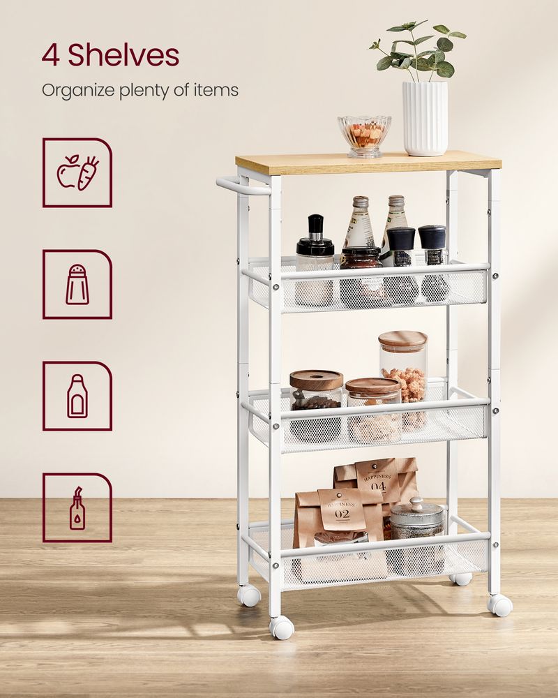 Slim Rolling Storage Cart | Multi-Tier Wheeled Shelving