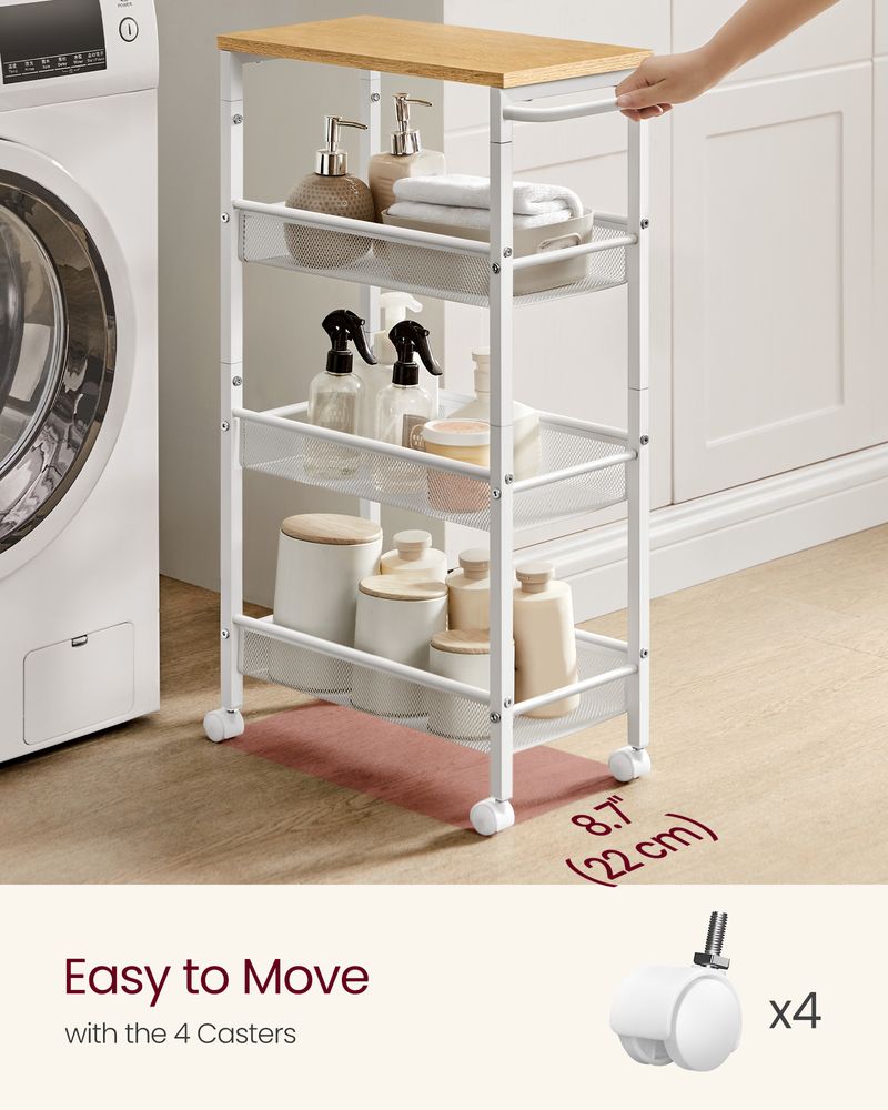 Slim Rolling Storage Cart | Multi-Tier Wheeled Shelving
