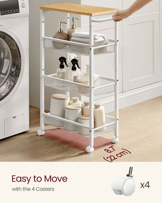 Slim Rolling Storage Cart | Multi-Tier Wheeled Shelving