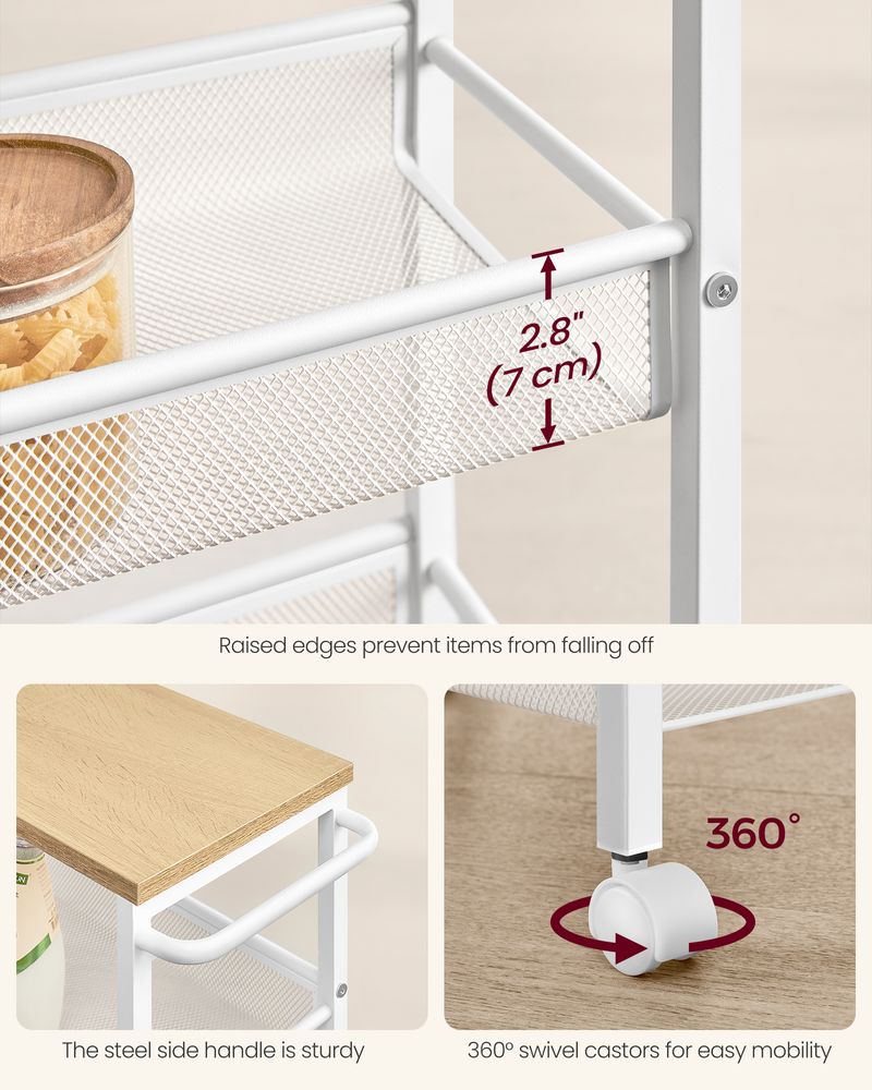 Slim Rolling Storage Cart | Multi-Tier Wheeled Shelving