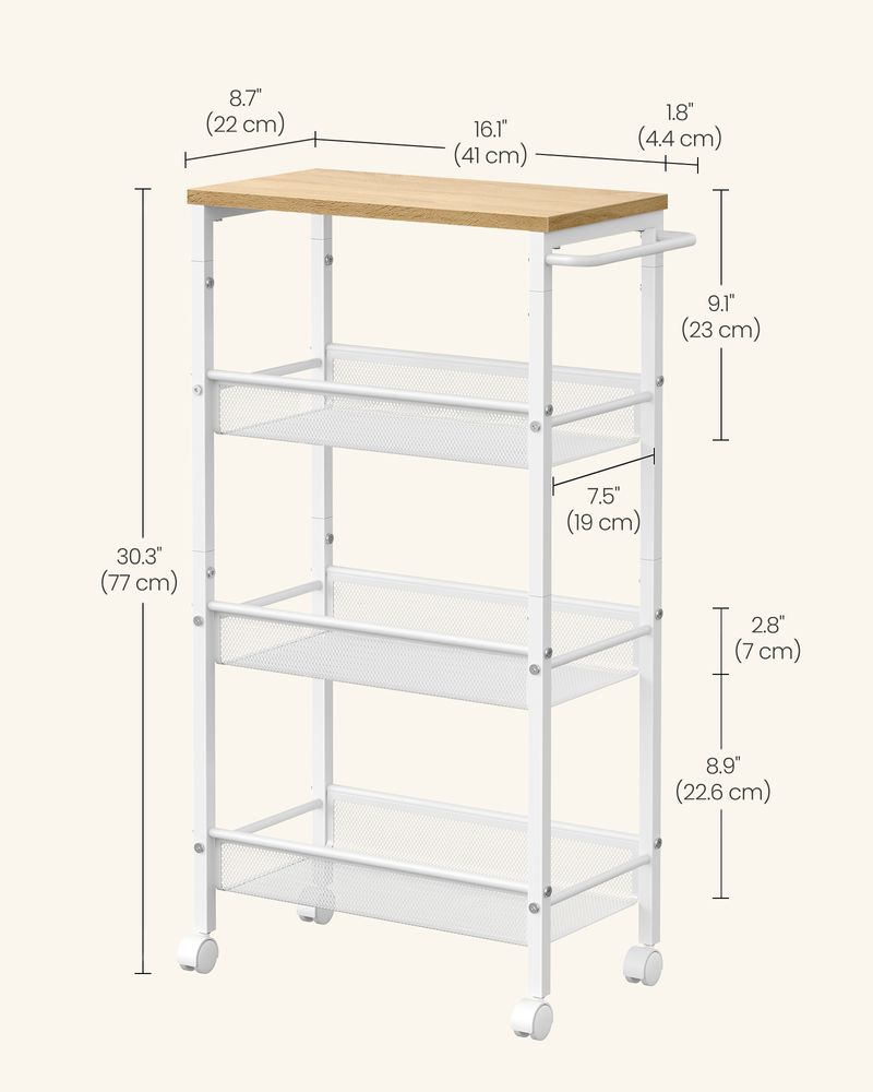 Slim Rolling Storage Cart | Multi-Tier Wheeled Shelving